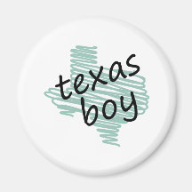 Texas Boy on Child's Texas Map Drawing Fridge Magnets