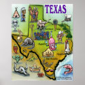 Texas Cartoon Map posters