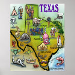 Texas Cartoon Map posters