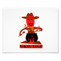 Texas chilli cartoon man cooking photo print