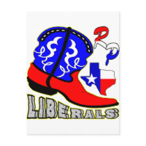 Texas Cowboy Boot Crushing Liberals Post Card