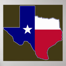Texas Flag Map Print