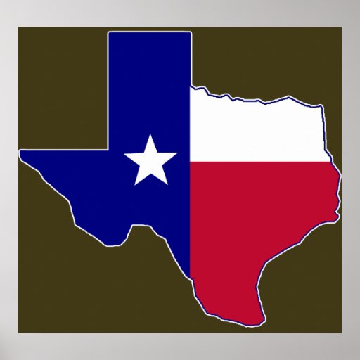 Texas Flag Map Print