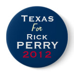 Texas For Rick PERRY 2012 Campaign Button (Round)