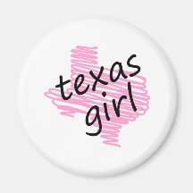 Texas Girl with Scribbled Texas Map Fridge Magnet