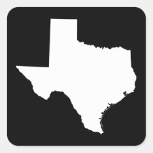 Texas in White and Black Square Stickers