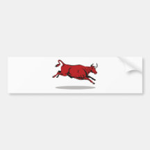 texas longhorn bull charging attacking bumper stickers
