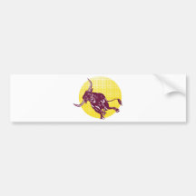 texas longhorn bull charging attacking bumper sticker