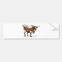 texas longhorn bull charging attacking bumper stickers