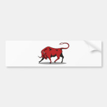 texas longhorn bull charging attacking bumper sticker