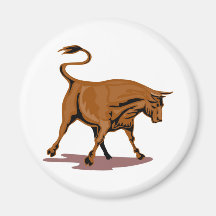texas longhorn bull charging attacking fridge magnets