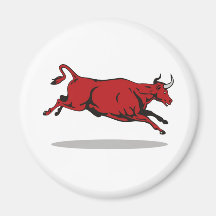texas longhorn bull charging attacking refrigerator magnets