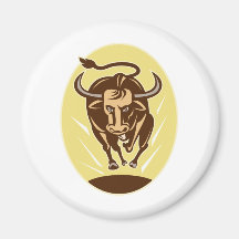 texas longhorn bull charging attacking magnet