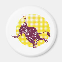 texas longhorn bull charging attacking fridge magnets