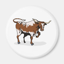 texas longhorn bull charging attacking magnet