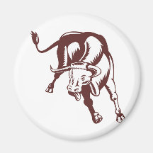 texas longhorn bull charging attacking fridge magnets