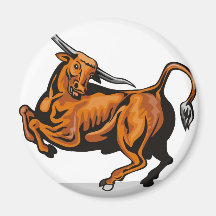 texas longhorn bull charging attacking fridge magnets
