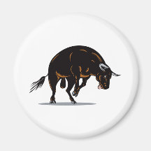 texas longhorn bull charging attacking refrigerator magnet