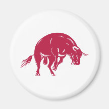 texas longhorn bull charging attacking fridge magnet