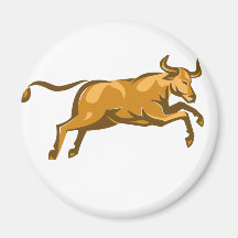 texas longhorn bull jumping side retro magnet