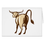 Texas Longhorn Bull Rear View Retro cards