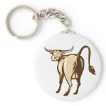 Texas Longhorn Bull Rear View Retro keychains