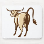 Texas Longhorn Bull Rear View Retro mousepads