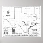 Texas Map, 1933 Print