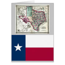Texas Map and State Flag Card