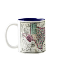 Texas Map and State Flag Coffee Mugs