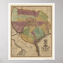 Texas Map By Stephen Austin 1837 Poster