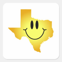 Texas Smiley Face Square Stickers