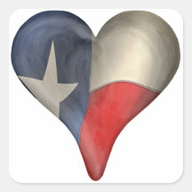 Texas State Flag In A Heart Square Stickers