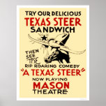 Texas Steer Sandwich 1938 WPA posters
