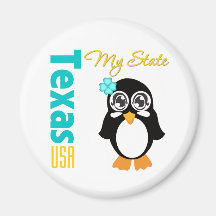 Texas USA Penguin Refrigerator Magnet