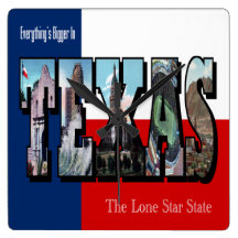 Texas Vintage Scenic Large Letters Clock