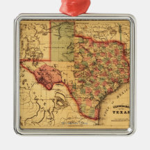 TexasPanoramic Map Christmas Ornament