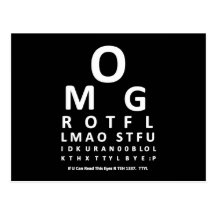 Text Addict's Eye Chart Post Card