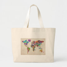 Text Map of the World Bag