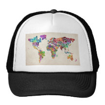 Text Map of the World Mesh Hat