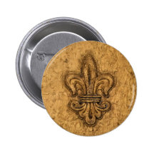 Textured Classic Fleur-de-Lis Design Pinback Button