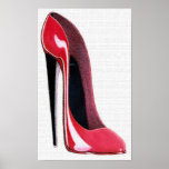 Textured Effect Red Stiletto Shoe Print