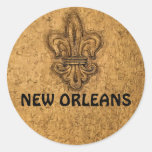 Textured French Fleur de Lis Round Stickers
