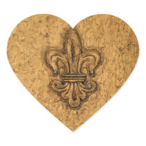 Textured French Fleur de Lis Heart Stickers