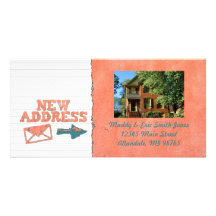 Textured Orange New Address Custom Photo Cards