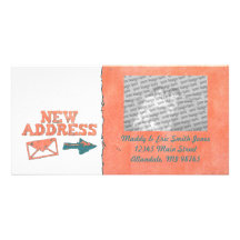 Textured Orange New Address Custom Photo Cards