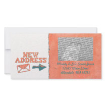 Textured Orange New Address Custom Photo Cards