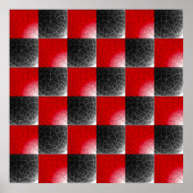 Textured red and black chequerboard posters
