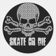 textured skull and crossbones round sticker