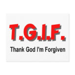 TGIF, Thank God I'm Forgiven christian gift item postcards
